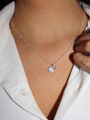 Engraved Initial Disc Necklace with Birthstone
