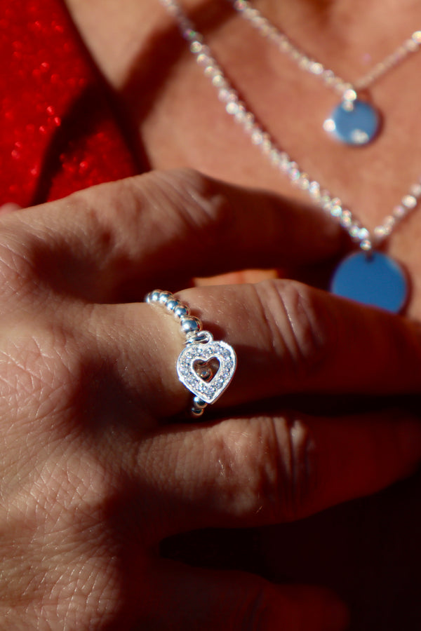 Sparkle Open Heart Ring