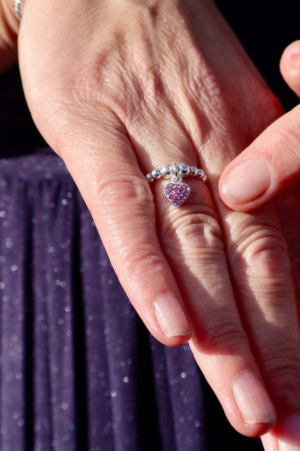 Sparkle Pink Heart Ring