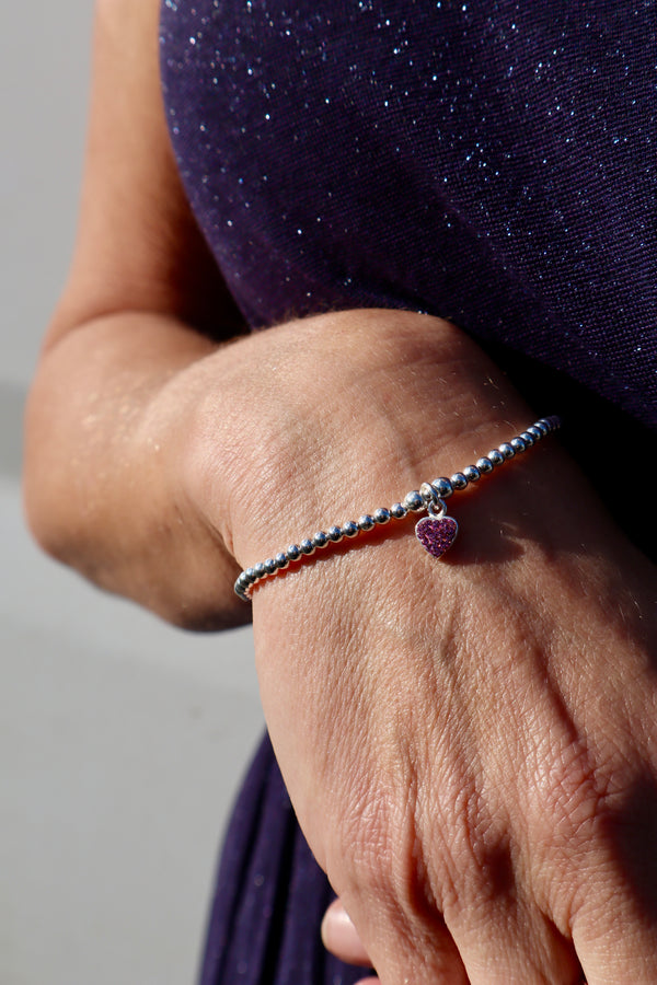 Sparkle Pink Heart Bracelet