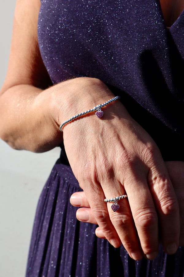 Sparkle Pink Heart Ring
