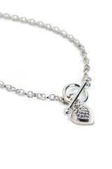 T Bar Double Sparkle Heart Bracelet