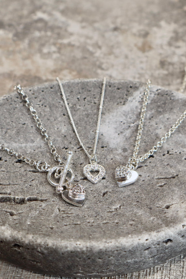 Double Sparkle Heart Necklace
