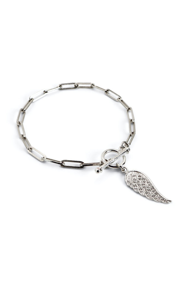 T Bar Paper Chain Angel Wing Bracelet