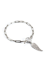 T Bar Paper Chain Angel Wing Bracelet