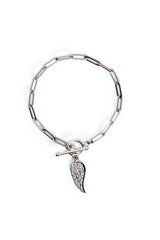 T Bar Paper Chain Angel Wing Bracelet