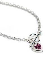 T Bar Double Pink Sparkle Heart Bracelet