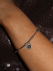 Twilight Engraved CZ Disc Tube Bracelet Mia