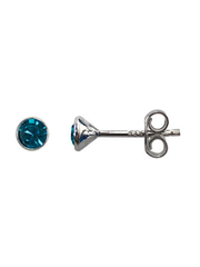 Blue Zircon December Birthstone Stud Earrings