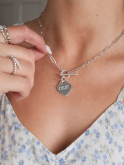 Sally Engraved Paper Chain Heart Necklace