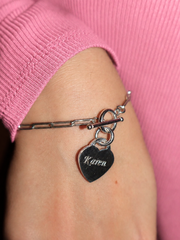 Sally Engraved Paper Chain Heart Bracelet