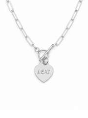 Sally Engraved Paper Chain Heart Necklace
