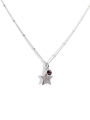 Engraved Initial Star Necklace with Birthstone