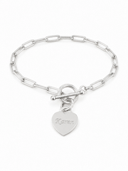 Sally Engraved Paper Chain Heart Bracelet