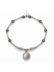 Twilight Engraved CZ Disc Tube Bracelet Mia