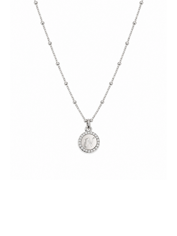 Initial Sparkle Disc Necklace
