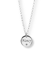 Engraved CZ Disc Necklace
