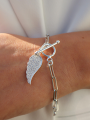 T Bar Paper Chain Angel Wing Bracelet