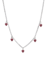 5 Pink Sparkle Heart Necklace