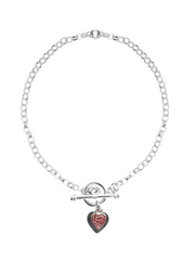T Bar Double Pink Sparkle Heart Bracelet