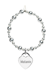 Double Side Engraved Maxi Popcorn Heart Bracelet