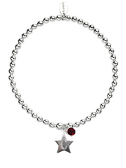 Engraved Initial Star Bracelet with Birthstone