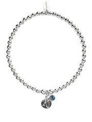 Engraved Initial Disc Bracelet with Birthstone
