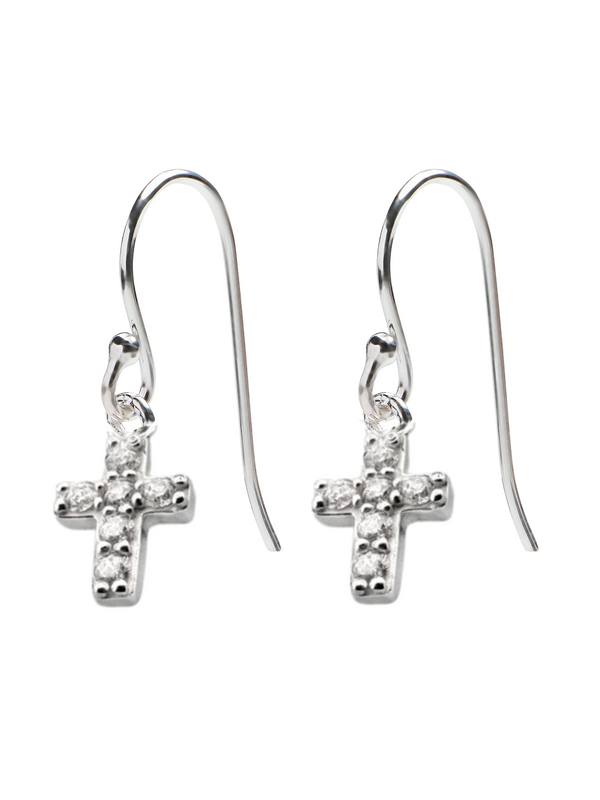 Sparkle Cross Hanging Earrings