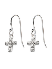 Sparkle Cross Hanging Earrings