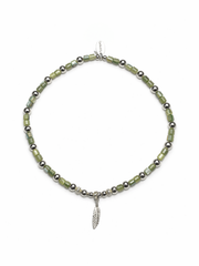 Green Beaded Feather Anklet