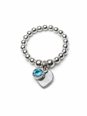 Aquamarine March Birthstone Heart Ring