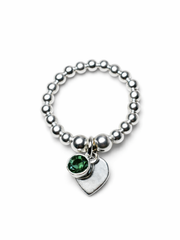 Emerald May Birthstone Heart Ring