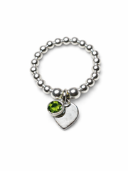 Peridot August Birthstone Heart Ring