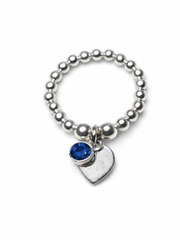 Sapphire September Birthstone Heart Ring