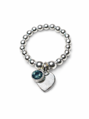 Blue Zircon December Birthstone Heart Ring