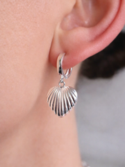 Luxury Shell Heart Huggie Earrings