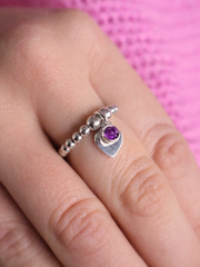 Amethyst February Birthstone Heart Ring
