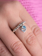 Aquamarine March Birthstone Heart Ring