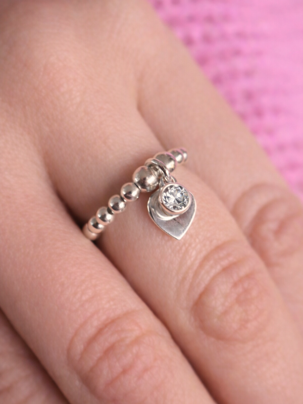 Diamond April Birthstone Heart Ring