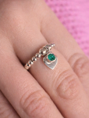 Emerald May Birthstone Heart Ring