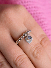 Blue Zircon December Birthstone Heart Ring