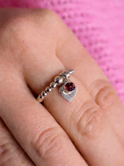 Garnet January Birthstone Heart Ring