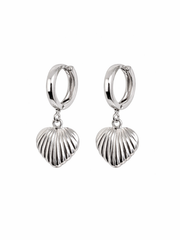 Luxury Shell Heart Huggie Earrings