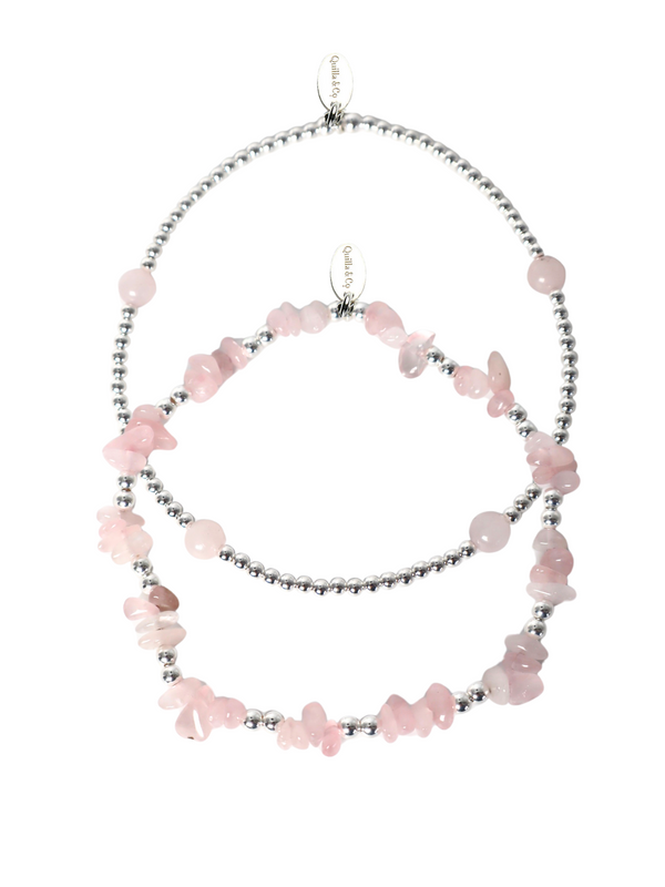 Rose Quartz Anklet Stack