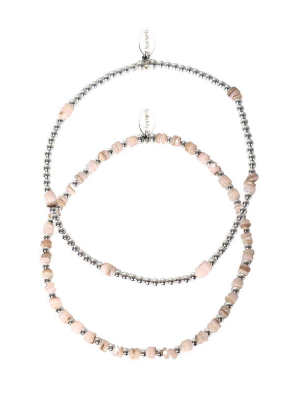 Natural Beaded Anklet Stack