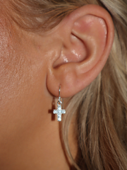 Sparkle Cross Hanging Earrings