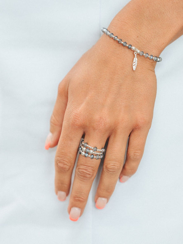 Navy Glass Bead Ring